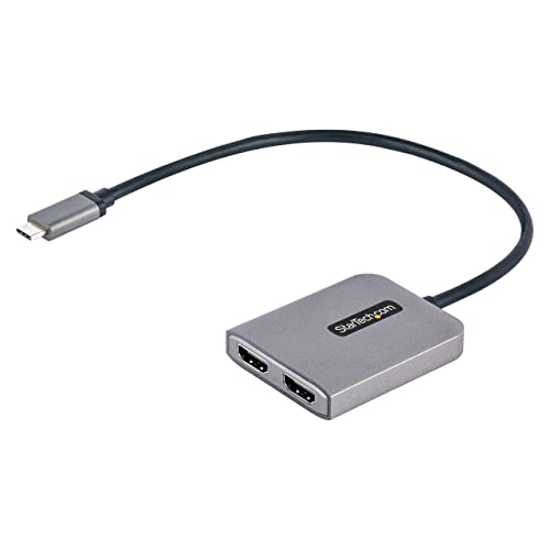 Startech.com StarTechcom USBC to Dual HDMI Adapter USB TypeC MultiMonitor MST Hub Dual 4K 60Hz HDMI Laptop Display Extender Splitter HDR ExtraLong BuiltIn Cable Windows Only MST14CD122HD - Image 1