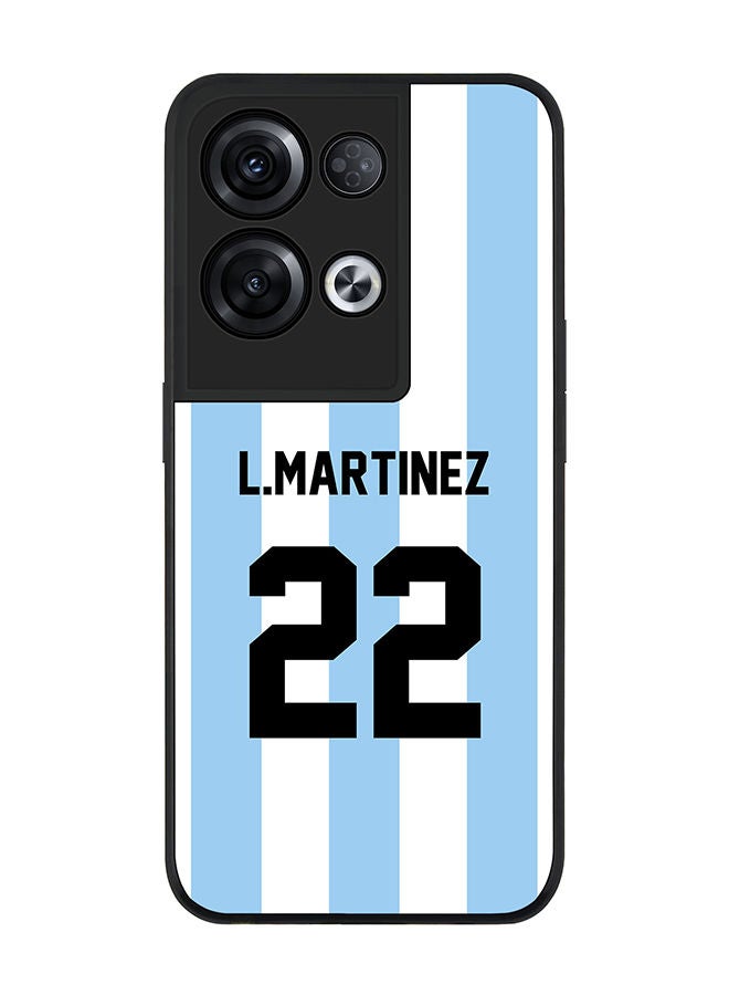 Stylizedd Rugged Black edge case for Oppo Reno8 Pro Slim fit Soft Case Flexible Rubber Edges Anti Drop TPU Gel Thin Cover - Football Team - Argentina Player Name - L.Martinez - Image 1