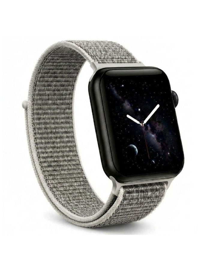 MARGOUN Breathable Nylon Sport Loop Band Compatible with Apple Watch 44mm 45mm 46mm 49mm for Women Men, iWatch Wrist Straps for Ultra 3 2, Se, Series 11 10 9 8 7 - Silver Fox - Image 1