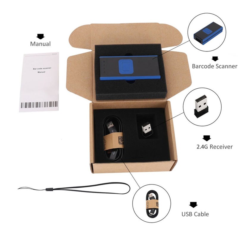 Handheld 1D 2D QR Mini Barcode Scanner 3-in-1 BT & 2.4G Wireless & USB Wired Bar Code Reader Portable Scanner Support Screen Scan Compatible with Android iOS Smartphone Tablets iPad Windows Mac Computer PC Laptop - Image 2
