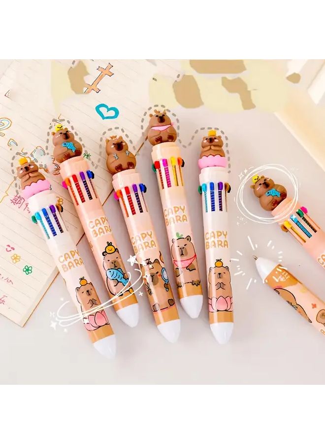 4pcs Capybara 10 Color Round Ballpoint Pens for School and Office Supplies - Image 4