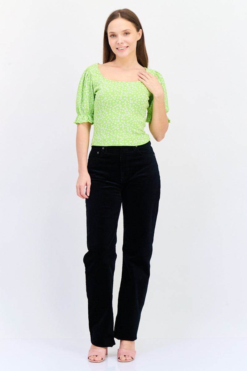 ONLY Women Square Neck Short Sleeves Floral Print Blouse, Multicolor  - Image 3