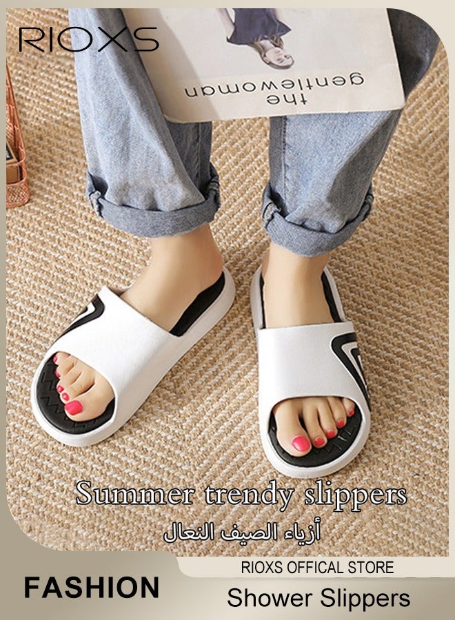 RIOXS Unisex Slippers, Anti-Slip Shower Slippers, Soft Sole Bath Slippers, Comfortable Lightweight Flat Slippers, House Slides, Flat Slippers For Beach, Bathroom, Indoor and Outdoor Use - Image 2