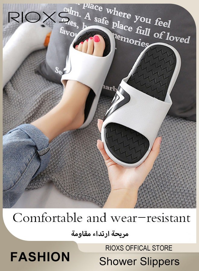 RIOXS Unisex Slippers, Anti-Slip Shower Slippers, Soft Sole Bath Slippers, Comfortable Lightweight Flat Slippers, House Slides, Flat Slippers For Beach, Bathroom, Indoor and Outdoor Use - Image 4