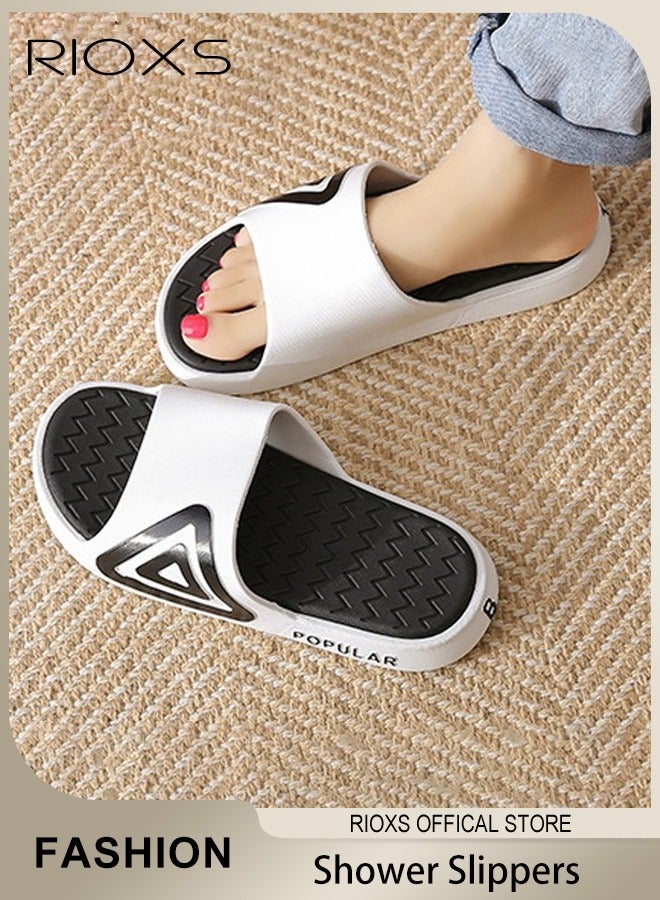 RIOXS Unisex Slippers, Anti-Slip Shower Slippers, Soft Sole Bath Slippers, Comfortable Lightweight Flat Slippers, House Slides, Flat Slippers For Beach, Bathroom, Indoor and Outdoor Use - Image 1