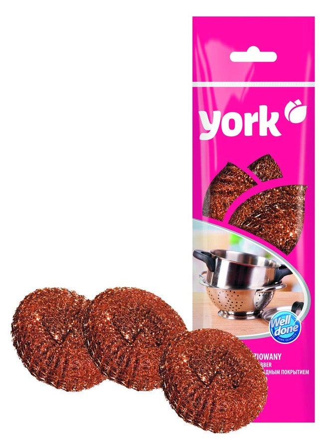 YORK Copperised Mesh Scourer Scrubber Used for Dishes, Pots, Pans, and Ovens. Easy scouring for Tough Kitchen Cleaning 6 Pieces [004010] - Image 1