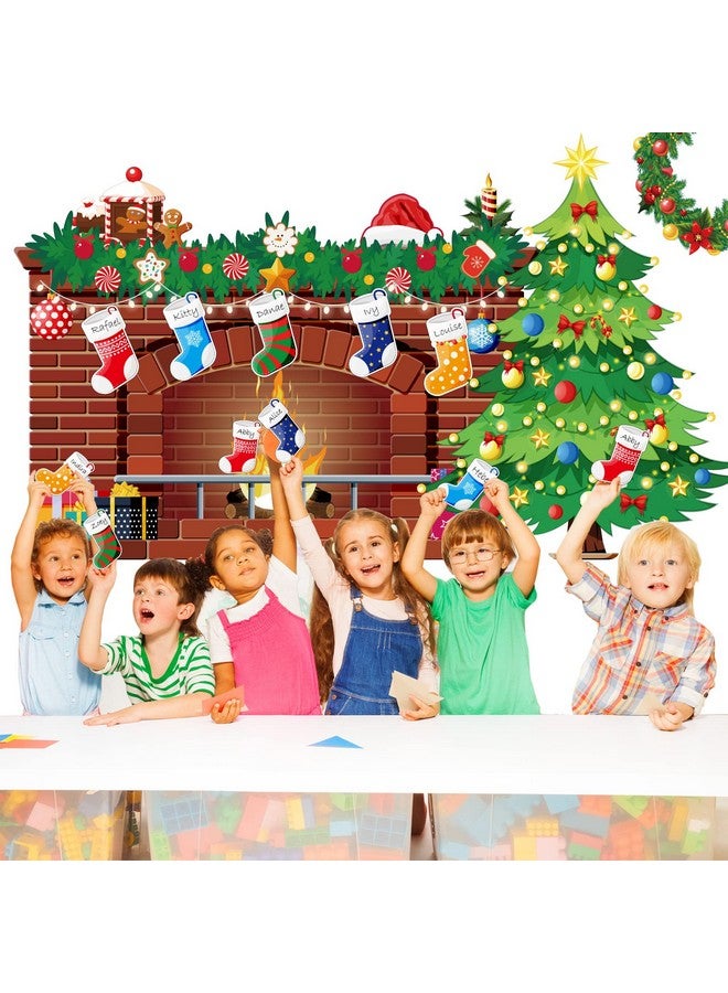 Tevxj Christmas Bulletin Board Set Christmas Tree Fireplace Bulletin Board Decorations XMAS Holiday Board Classroom Decoration Cutouts for Calendars Bulletin Boards Classrooms - Image 5