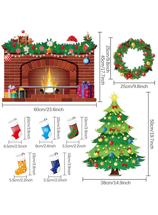 Tevxj Christmas Bulletin Board Set Christmas Tree Fireplace Bulletin Board Decorations XMAS Holiday Board Classroom Decoration Cutouts for Calendars Bulletin Boards Classrooms - Image 2