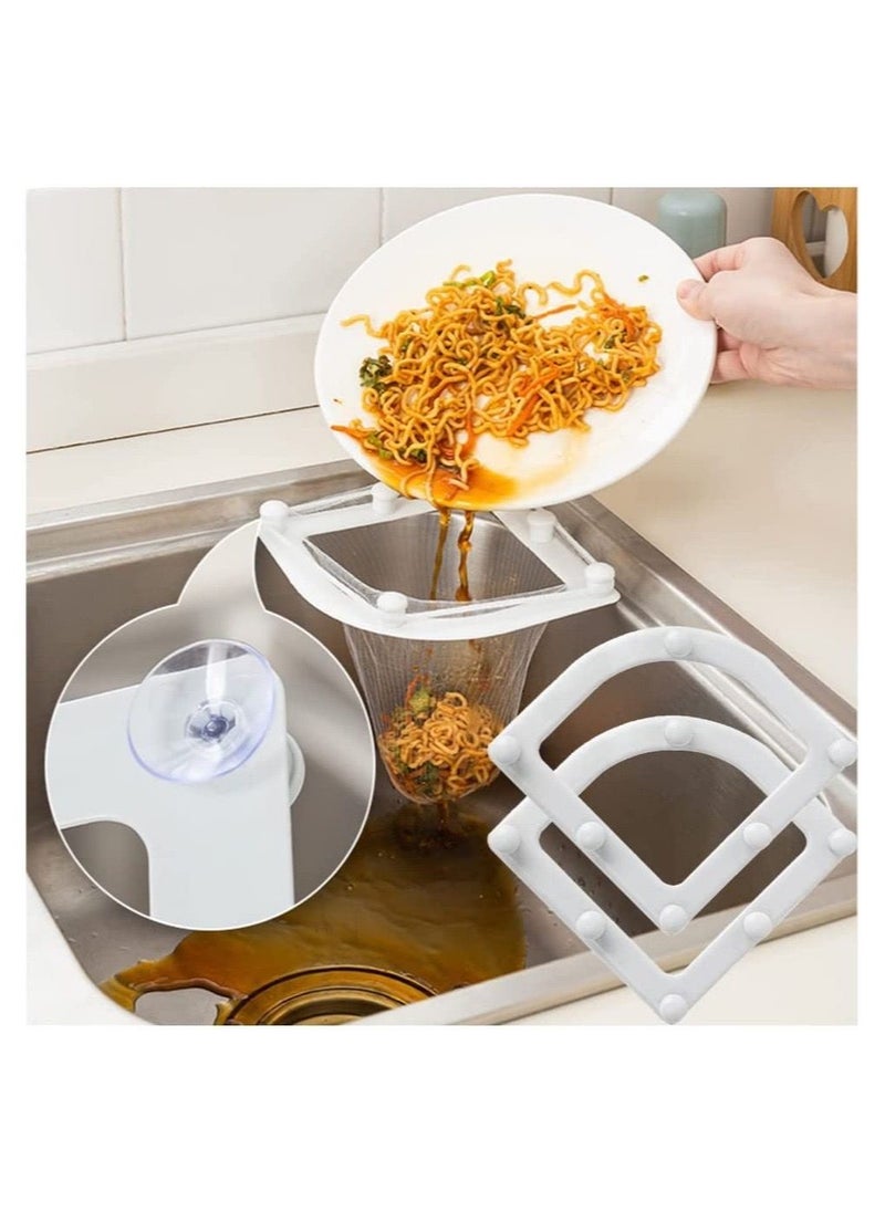Y&D Sink Strainers for Kitchen, Kitchen Drain Basket, Corner Strainer Food Catcher Sink, 2pcs Storage Rack Holder, Disposable Mesh Bags 90 Pcs  - Image 1