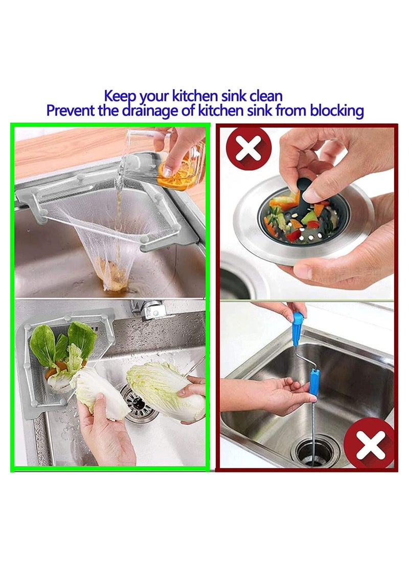 Y&D Sink Strainers for Kitchen, Kitchen Drain Basket, Corner Strainer Food Catcher Sink, 2pcs Storage Rack Holder, Disposable Mesh Bags 90 Pcs  - Image 2