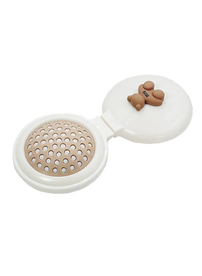 Mini Foldable Mirror Comb 2-in-1, Cartoon Mirror Comb, Portable Air Cushion Comb, Massage Comb Mirror in One (White) - Image 2