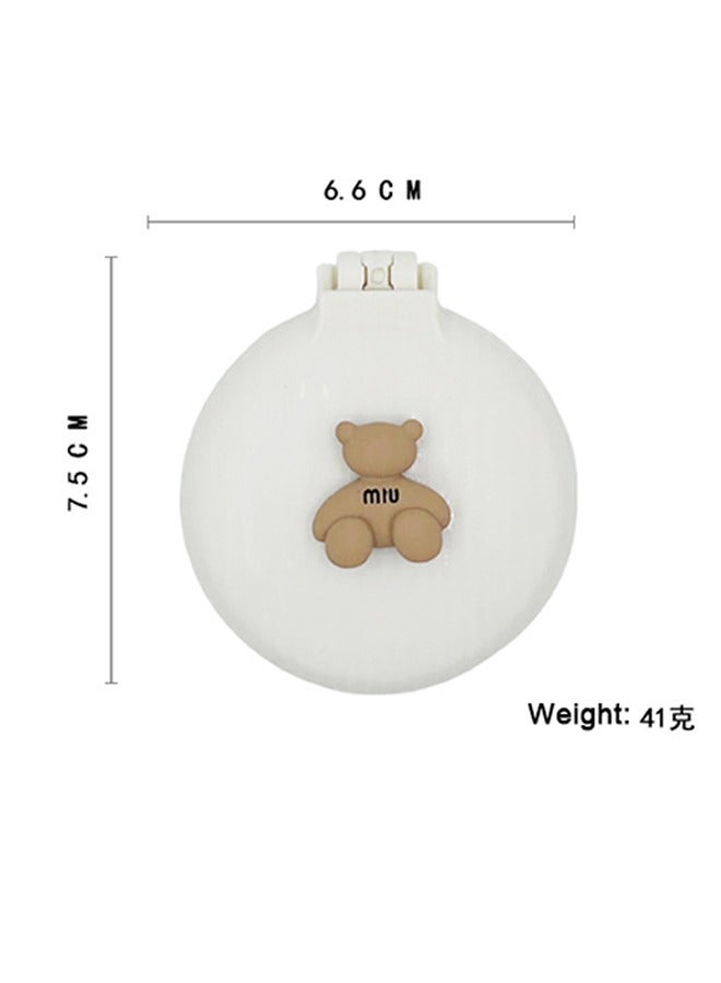 Mini Foldable Mirror Comb 2-in-1, Cartoon Mirror Comb, Portable Air Cushion Comb, Massage Comb Mirror in One (White) - Image 5