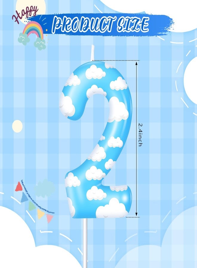 تونديامو شمعة عيد ميلاد تونديمو باللونين الأزرق والأبيض، رقم ٢، شمعة عيد ميلاد على شكل سحابة لطيفة، زينة كعكة عيد ميلاد للأولاد والبنات، لوازم تزيين حفلات استقبال المولود - Image 2