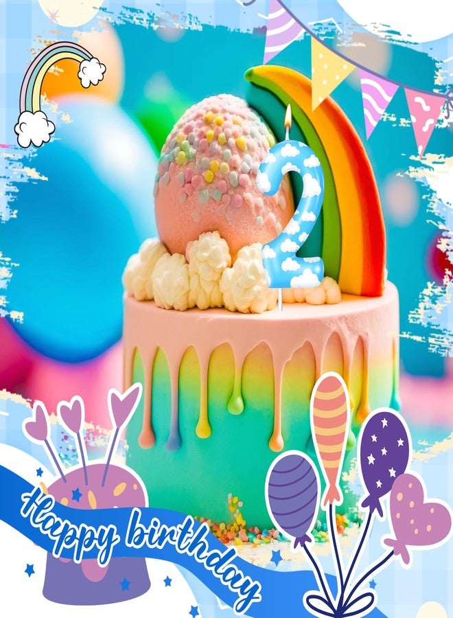 تونديامو شمعة عيد ميلاد تونديمو باللونين الأزرق والأبيض، رقم ٢، شمعة عيد ميلاد على شكل سحابة لطيفة، زينة كعكة عيد ميلاد للأولاد والبنات، لوازم تزيين حفلات استقبال المولود - Image 4