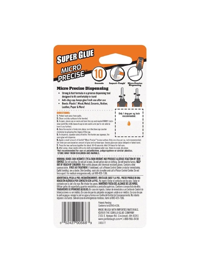 Gorilla Impact-Resistant Micro Precise Multi-Purpose Super Glue 5.5g   0.19OZ 3844B - Image 4