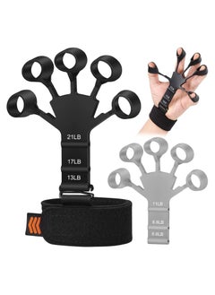 Hand Grip Strengthener - Adjustable Finger Exerciser and Finger Stretcher - Grip Strength Trainer for Hand Therapy, Rock Climbing - Relieve Pain for Arthritis, Carpal Tunnel