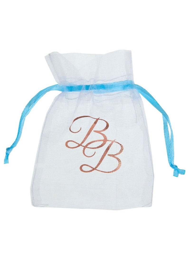 سانتيكس أكياس هدايا صغيرة من الأورجانزا باللون الأزرق والأبيض والذهبي لحفلات استقبال المولود الجديد، عبوة من 6 قطع، مقاس 10 سم - Image 1