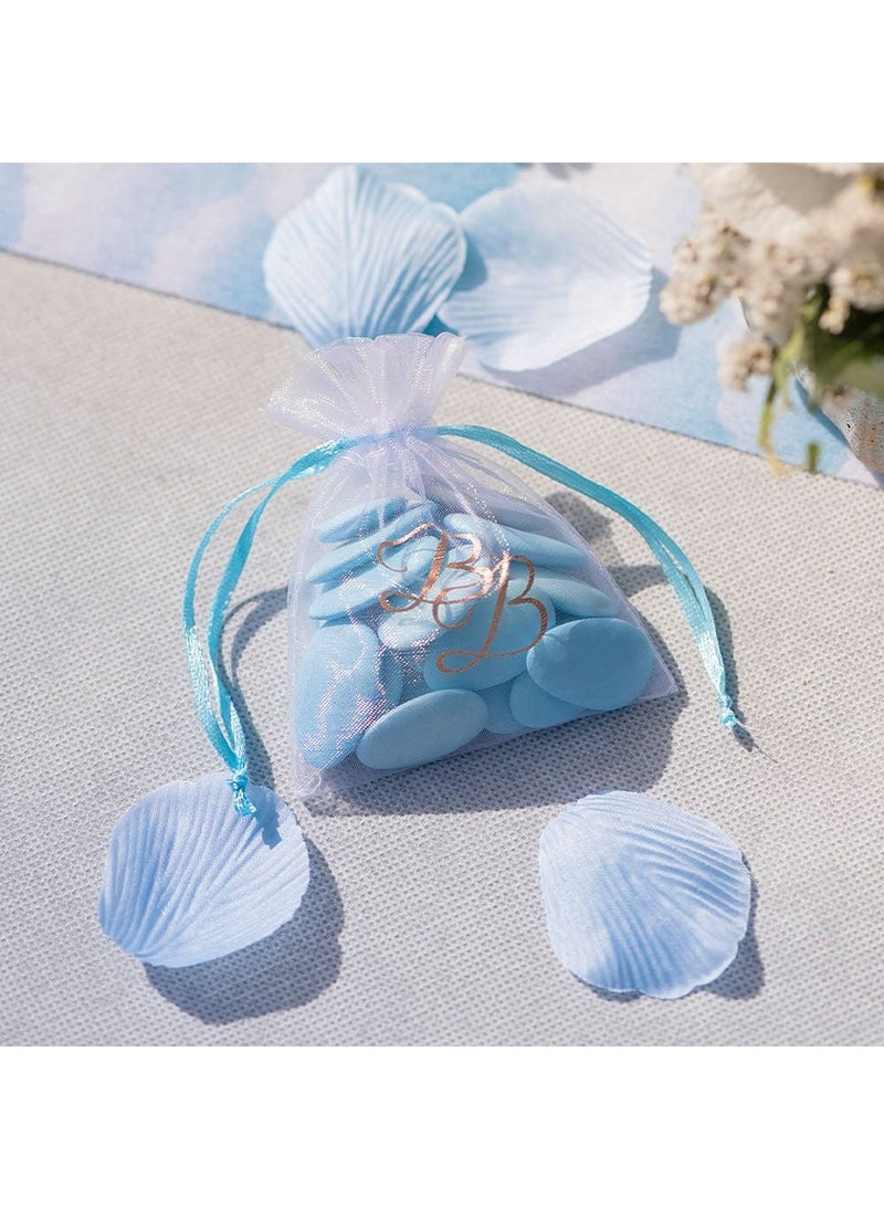 سانتيكس أكياس هدايا صغيرة من الأورجانزا باللون الأزرق والأبيض والذهبي لحفلات استقبال المولود الجديد، عبوة من 6 قطع، مقاس 10 سم - Image 2