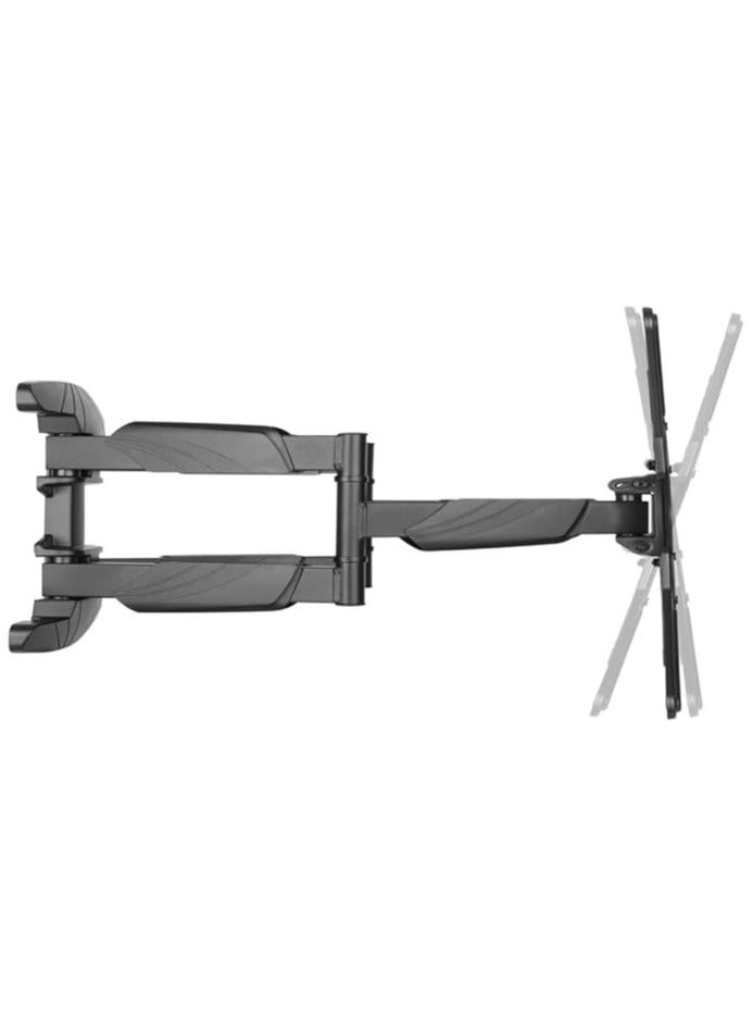 Skill Tech SH‑446P Full‑Motion Double‑Stud Swivel TV Wall Mount | Heavy-Duty Steel Mount for 23″–55″ Flat & Curved TVs | Supports Up to 50 kg | ±60° Swivel, +10°/–20° Tilt, ±3° Leveling | Low‑Profile (64–510 mm) & Cable-Managed (Black) - Image 2