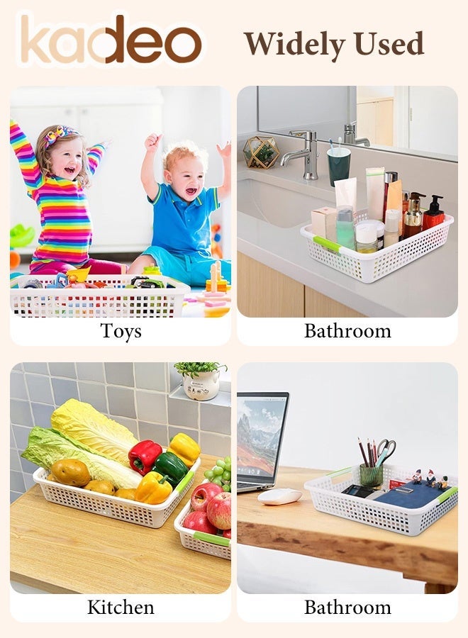 kadeo 4PCS Plastic Storage Bins with Handle, Perforated Breathable Mesh Storage Baskets, Stackable Storage, for Organizing Shelves Drawers Desktop Closet Playroom Classroom kids Office Home, Storage Containers - Image 3