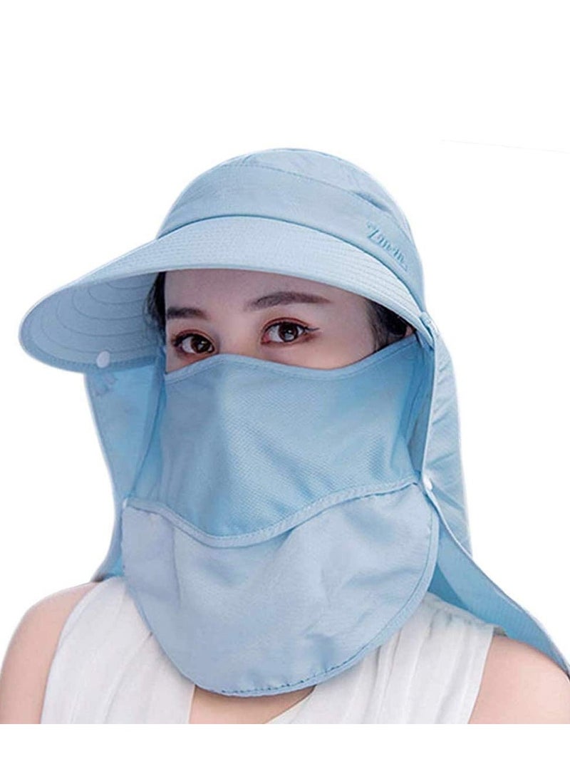 SYOSI Wide Brim Sun Hat, Fishing Hat Cap for Men & Women, Outdoor UV Sun Protection Hat, Women Sun Face Mask Visor Hat, Waterproof Breathable Hiking Hat, UPF 50 Protection Bucke (Sky Blue)  - Image 1