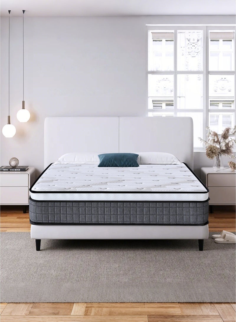 King Size 200x180x25cm Hybrid Pocket Spring Mattress Extra Thickness of 25cm, High-Density Foam & Breathable Fabric, Soft Memory Foam for Cool Sleep, Motion Isolation, Pressure Relief, Medium Firm - Image 1