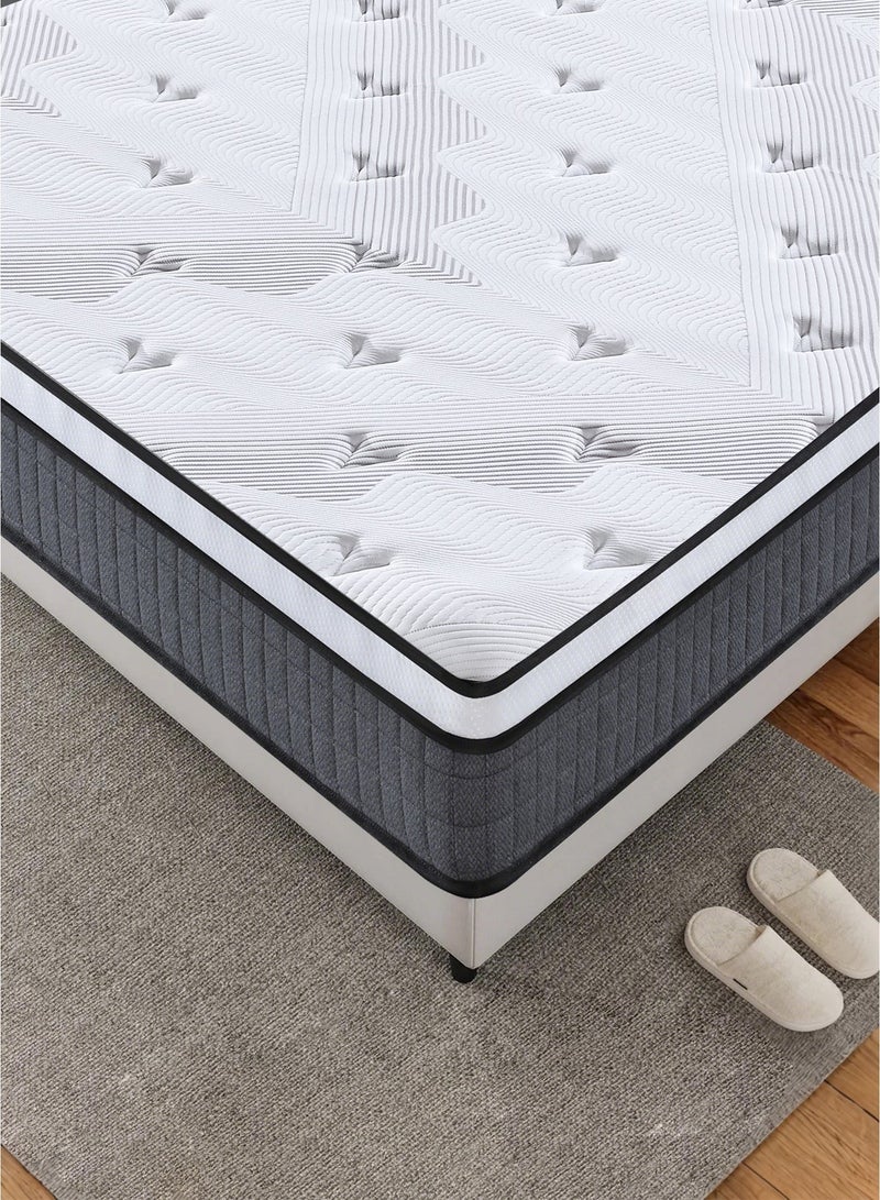 King Size 200x180x25cm Hybrid Pocket Spring Mattress Extra Thickness of 25cm, High-Density Foam & Breathable Fabric, Soft Memory Foam for Cool Sleep, Motion Isolation, Pressure Relief, Medium Firm - Image 3