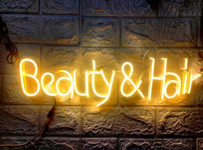 BEAUTY HAIR NEON SIGN LIGHT SALON HAIR SALON SIGN WORD LED NEON LIGHT SIGN FOR BARBERS BEAUTY SALONS DECOR FOR GIRLS ROOM BEDROOM18X6 WARM WHITE