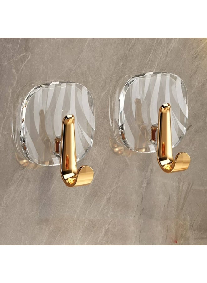 Plastic Adhesive Hook Sticks 2PCS Wall Mount Hooks for Hanging Coat Clothes Towels Hat Bags for Home Entryway Bathroom Bedroom Kitchen Living Room (Clear)