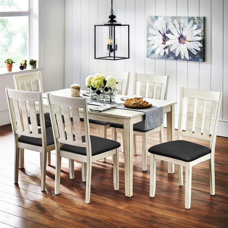 Eeaivnm Leather Stretch Chair Seat Covers with Elastic Ties Waterproof Dining Room PU Leather Chair Cover Seats Removable Washable Chair Protector Seat Cushion Slipcovers for Home Kitchen (Coffee  4 PCS) - Image 2