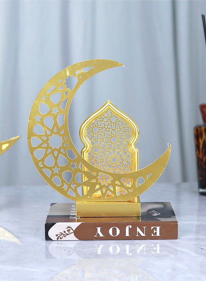 AL Hadaya Mall Ramadan Crescent with Mosque Battery Operated Light – Gold – 30×12×8 cm - Image 1