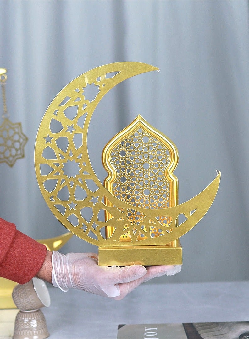 AL Hadaya Mall Ramadan Crescent with Mosque Battery Operated Light – Gold – 30×12×8 cm - Image 2
