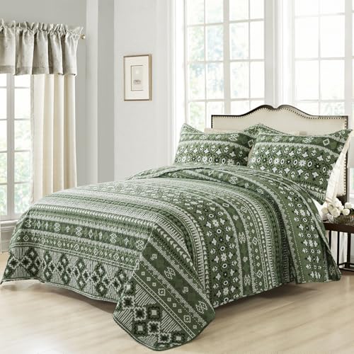 BEDIFANY Quilts King Size Reversible Lightweight Bedspread with Boho Geometry Printed Boho Bed Spread Coverlet Sets for Bed Decoration AllSeason King Quilt Bedding Set 98 106 in 3 Pieces - Image 3