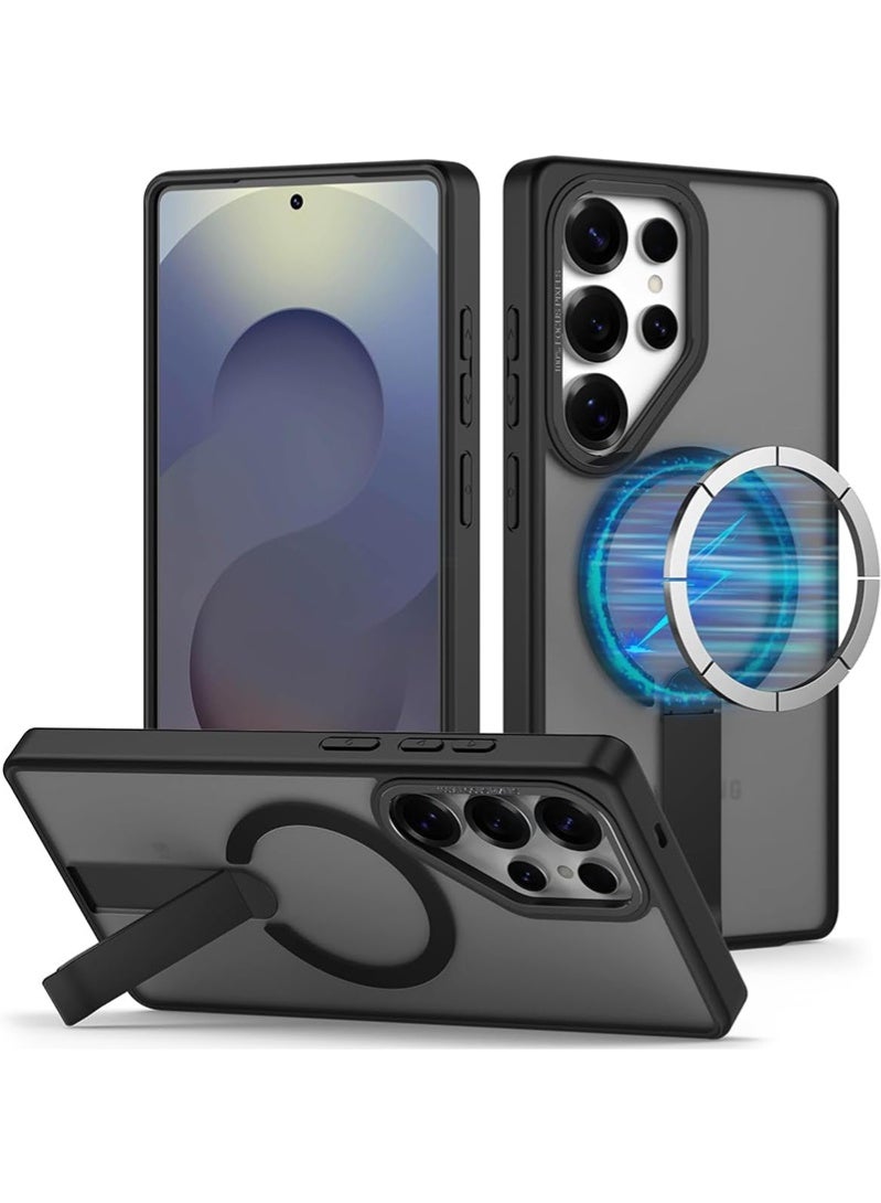 Samsung S25 Ultra Case, Compatible with MagSafe, Magnetic Cover with Invisible Stand, Translucent Matte Back Shockproof S25 Ultra Cover, Slim And Super Grip Samsung Galaxy S25 Ultra Back Cover (Black) - Image 1