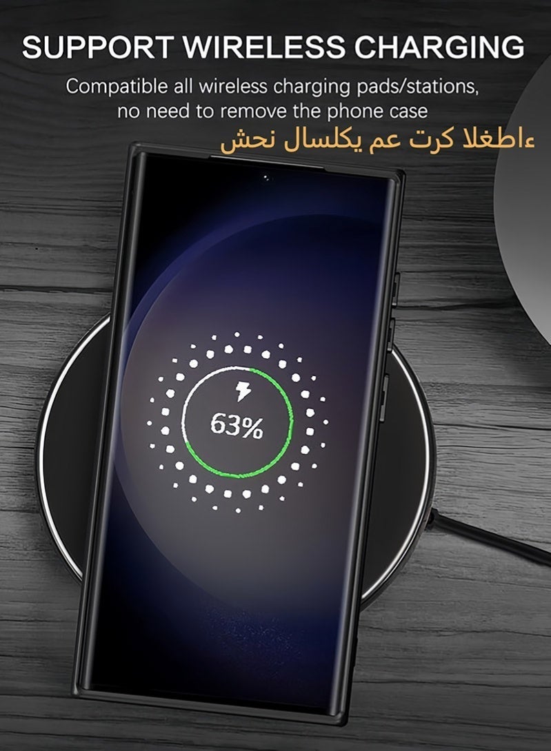 Samsung S25 Ultra Case, Compatible with MagSafe, Magnetic Cover with Invisible Stand, Translucent Matte Back Shockproof S25 Ultra Cover, Slim And Super Grip Samsung Galaxy S25 Ultra Back Cover (Black) - Image 4