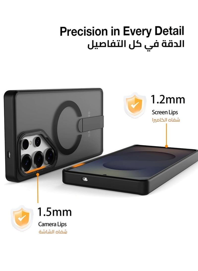 Samsung S25 Ultra Case, Compatible with MagSafe, Magnetic Cover with Invisible Stand, Translucent Matte Back Shockproof S25 Ultra Cover, Slim And Super Grip Samsung Galaxy S25 Ultra Back Cover (Black) - Image 5