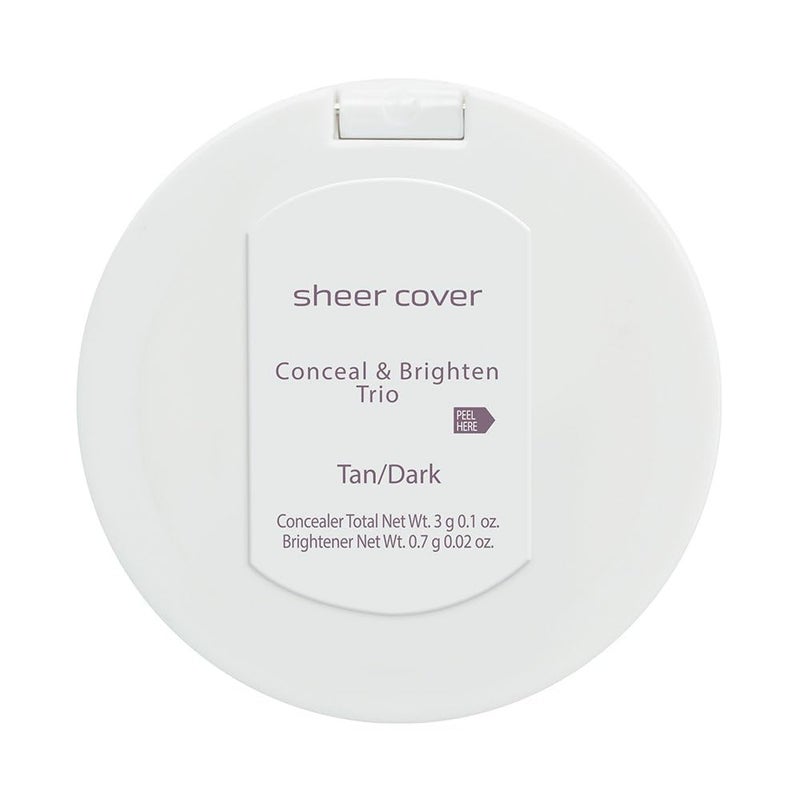 Sheer Cover Studio Conceal & Brighten Concealer- Highlight Trio Tan/Dark Shade Two-Toned Concealers Shimmering Highlighter Tan/Dark Shade with Concealer Brush - Image 3