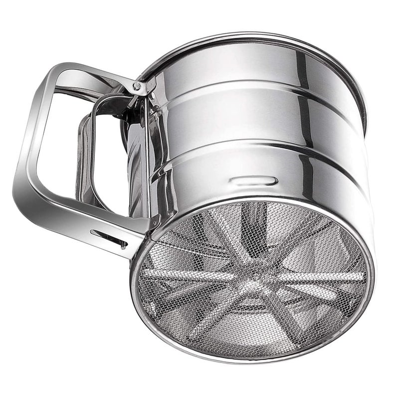 BBD kitchen shop Flour SifterStainless Steel Sifter for Baking Double Layers Sifter Powder Sugar Shaker with Hand Press Design Flour Sifter for Baking in The Kitchen - Image 1