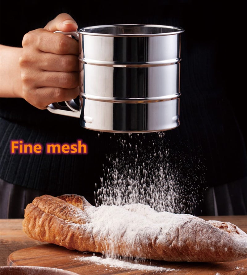 BBD kitchen shop Flour SifterStainless Steel Sifter for Baking Double Layers Sifter Powder Sugar Shaker with Hand Press Design Flour Sifter for Baking in The Kitchen - Image 2