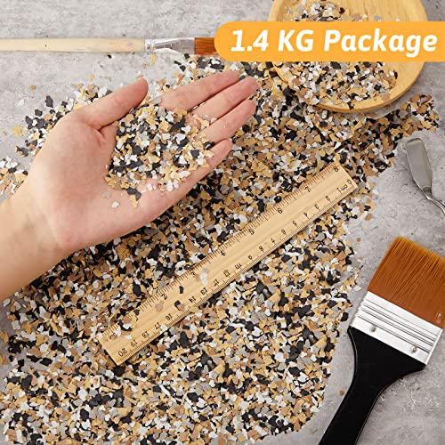 Timtin 1400 G/ 3.08 Lb Blend Color Chips Concrete Floor Coatings Decorative Paint Flakes for Walls Garage Floor Paint Interior Exterior Floors (Black, White,Gray, Light Yellow, Light Coffee) - Image 2