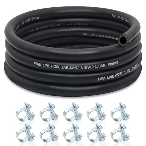 ZONBANG 316 Fuel Line NBR Rubber 316 Fuel Hose Nylon Braided with Hose Clamps Fuel Line Hose for Automotive Vehicles10FT - Image 1
