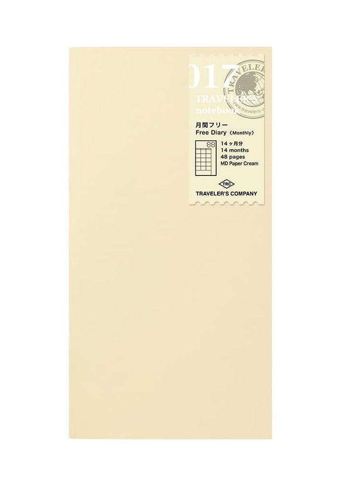 Designphil Midori Travel Notebook Refill Pack 017 - Monthly Calendar with 48 Pages - Image 1