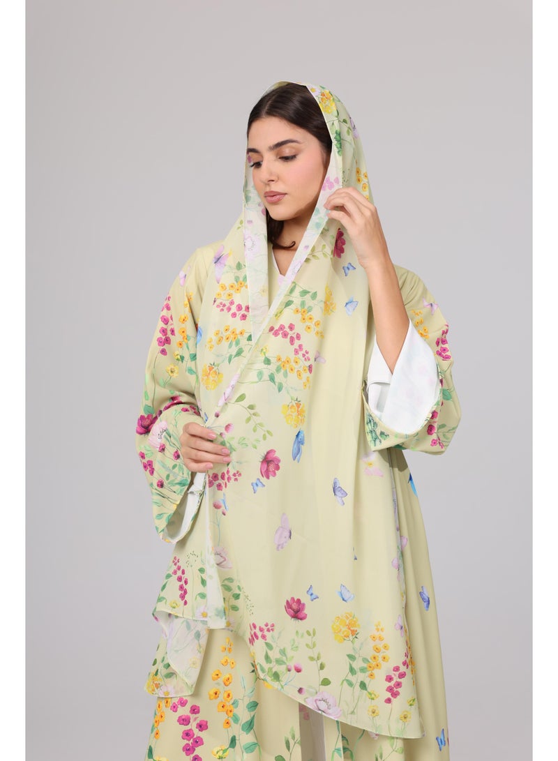 اكسا عباية بتصميم حديقة زهور ملونة - Image 3