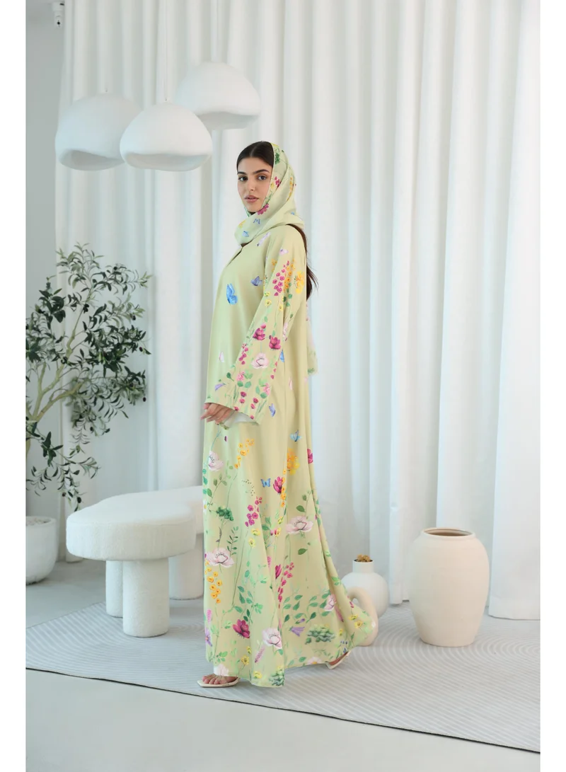 IKKXA Colordul Floral Garden Design Abaya ABY1106
