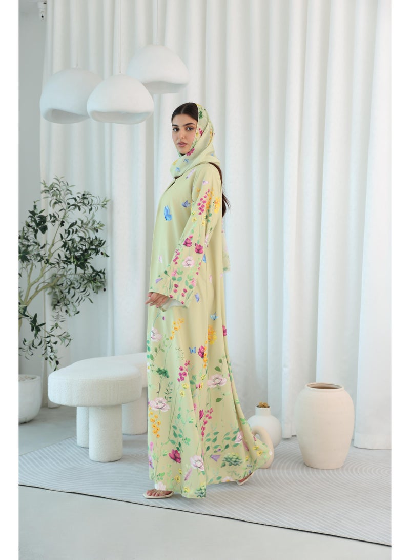 اكسا عباية بتصميم حديقة زهور ملونة - Image 2