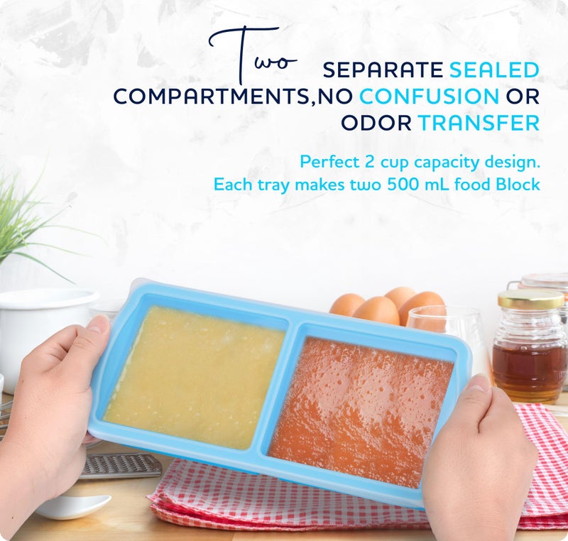 ZIP STANDING Silicone freezer molds, 2-cup Silicone Freezer Trays with Lid,Soup Freezer Container large Ice Cube Molds, Perfect for Storing Lasagna, Leftovers, Sauces, Portioned Meals and More dishwasher safe - Image 5