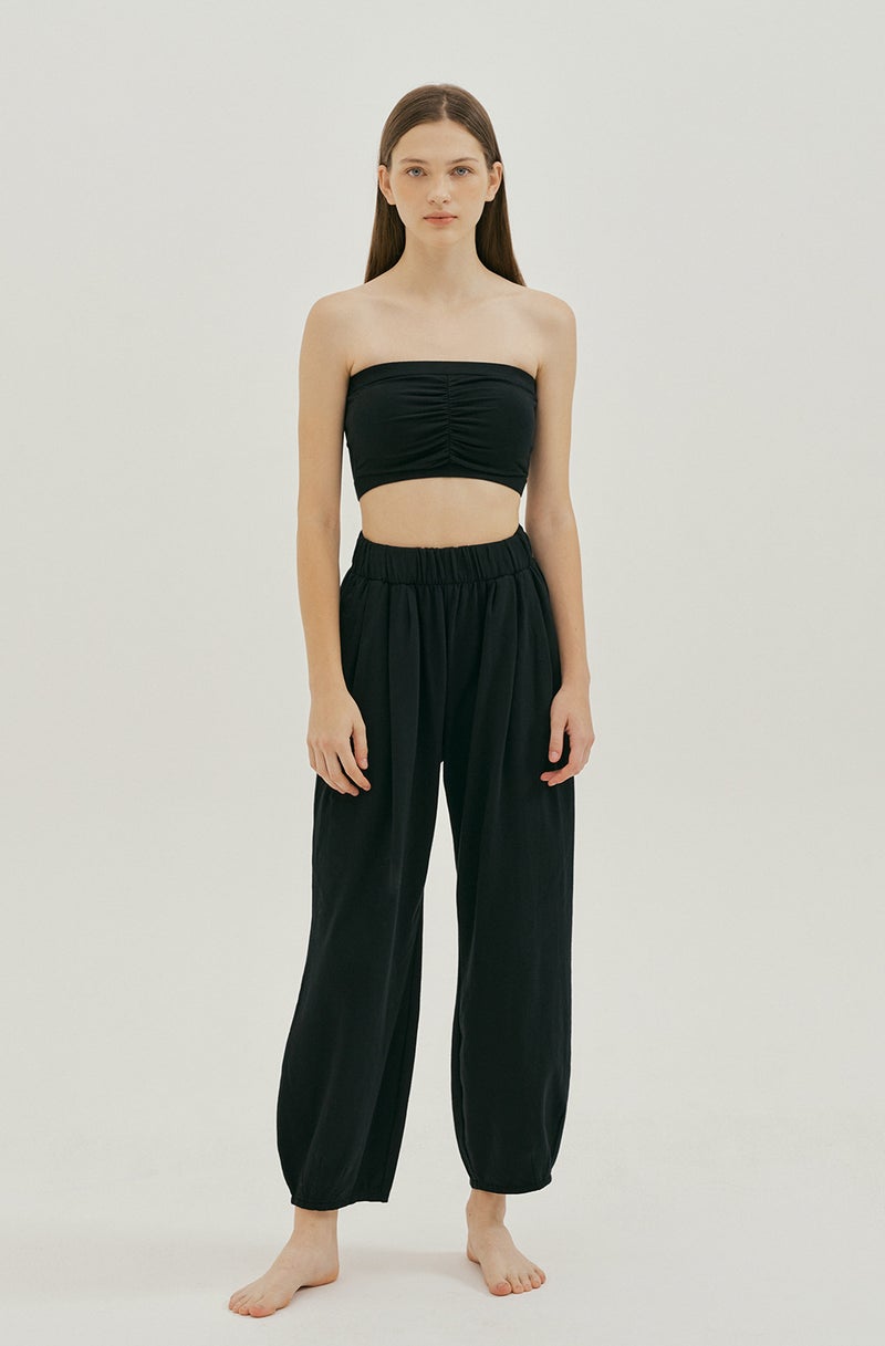2023 Yoga Fitness Crop Top Set Black two-piece