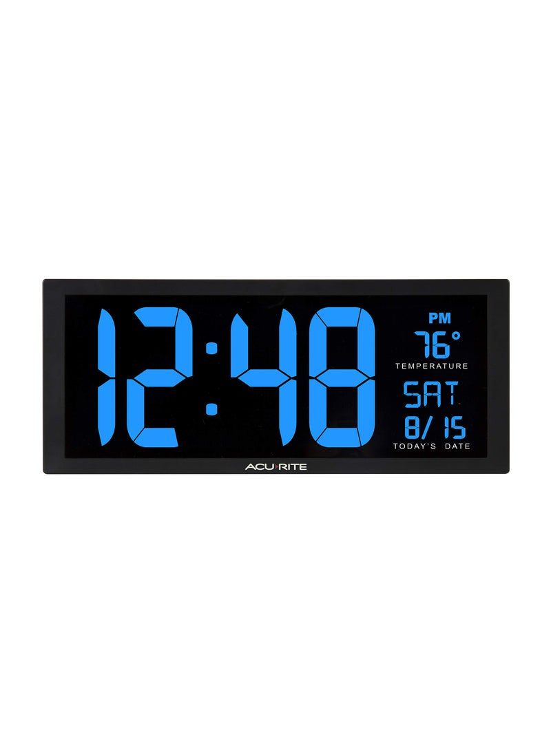Acurite AcuRite 75152M Oversized Blue LED Clock with Indoor Temperature Date and FoldOut Stand 145Inch 