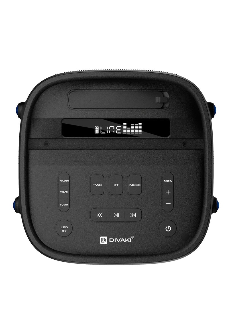DIVAKI DIVAKI Extra Bass Portable Speaker 1000W, 2 Wireless Microphone Built In Rechargeable Battery, Bluetooth DT-R1000B  - Image 2