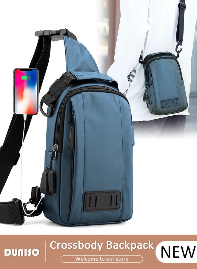 DUNISO Crossbody Backpack, Lightweight Shoulder Bag,Men Women Adjustable Strap Backpack Chest Bag with USB Charger Port,Small Sling Bag for Outdoor Hiking, Traveling, Cycling - Image 1